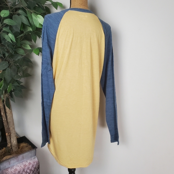 Lularoe Mark Yellow and Blue Long Sleeve Mens Shirt Large - Picture 6 of 8